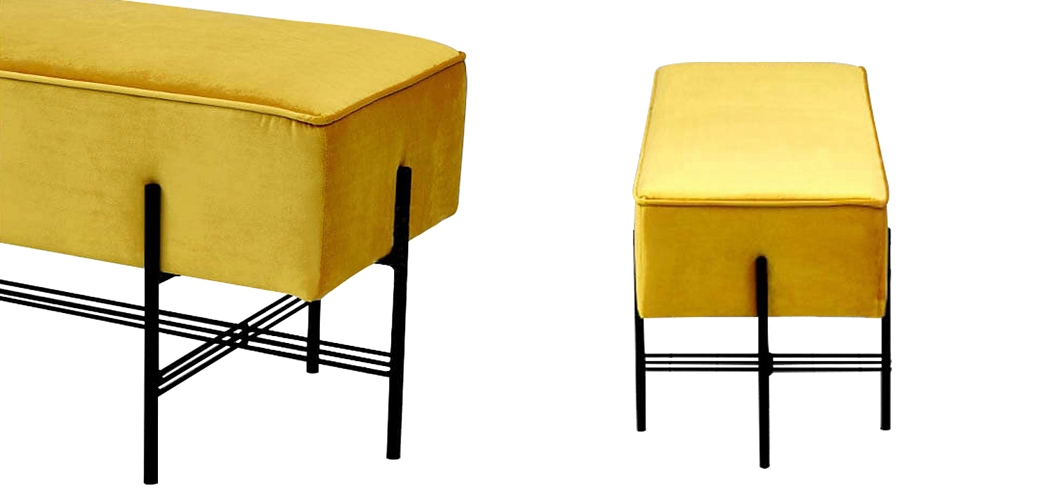 Банкетка желтая велюровая Sanjay Velour Banquet Yellow Банкетка желтая велюровая Sanjay Velour Banquet Yellow - Loft-Concept в Орле