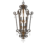 Люстра бронзового цвета с 6-ю лампами и стеклянными подвесками в классическом стиле Quoizel варинант исполнения - 1 | Loft Concept в Орле