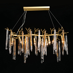 Люстра линейная золотого цвета с декоративными ветвями и длинными стеклянными подвесками в форме сосулек Droplet Chandelier варинант исполнения - 2 | Loft Concept в Орле