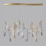 Люстра с золотистыми трубками и прозрачными стеклянными листьями на подвесах Sylva  варинант исполнения - 4 | Loft Concept в Орле