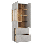 Шкаф-витрина двухдверная с фасадом цвета серый бетон Grace of Furniture варинант исполнения - 3 | Loft Concept в Орле