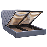 Кровать двуспальная серая с основанием из массива дерева с мягким изголовьем Velour Beds варинант исполнения - 2 | Loft Concept в Орле