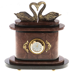 Часы настольные из натурального камня с декором в виде двух лебедей Swans Stone Clock варинант исполнения - 5 | Loft Concept в Орле