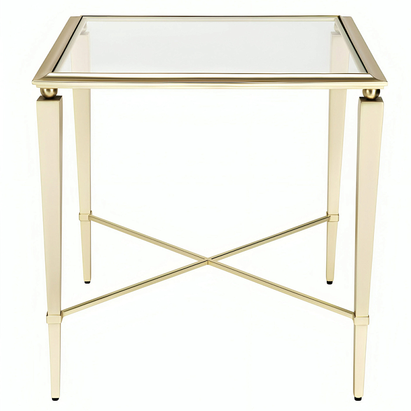 Приставной стол с квадратной стеклянной поверхностью Square Side Table Шампань Золотой Приставной стол с квадратной стеклянной поверхностью Square Side Table Шампань Золотой в Орле | Loft Concept