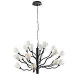 Люстра подвесная черного цвета с ветвями и белыми фарфоровыми цветами Floralis варинант исполнения - 7 | Loft Concept в Орле