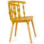 Пластиковый стул на ножках из массива бука Ferret Spiral Mustard варинант исполнения - 3 | Loft Concept в Орле