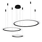 Люстра подвесная светодиодная с тремя черными кольцами и пультом управления Ring Horizontal варинант исполнения - 2 | Loft Concept в Орле