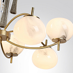 Люстра подвесная с 8-ю шарообразными плафонами из белого стекла с подвесками из камня и кисточками Agatelle варинант исполнения - 6 | Loft Concept в Орле