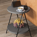 Стол приставной с 2-мя круглыми столешницами цвета антрацит ESSEL SIDE TABLE ANTHRACITE варинант исполнения - 7 | Loft Concept в Орле