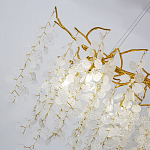 Люстра подвесная с золотистыми ветками и стеклянными подвесками в виде листьев Длина 80 см FAIRYTREE Light варинант исполнения - 4 | Loft Concept в Орле