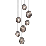 Люстра каскадная с 7-ю круглыми плафонами из рельефного стекла Disc Light варинант исполнения - 1 | Loft Concept в Орле