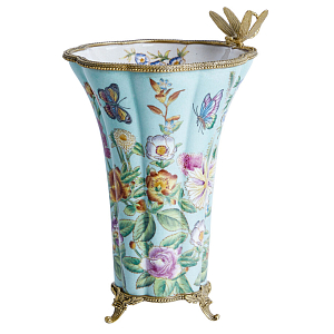 Ваза со стрекозой из фарфора с бронзовыми элементами Paradise Dragonfly