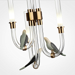 Подвесной светильник с 3-мя прозрачными изогнутыми трубками и декоративными птичками Ganthea варинант исполнения - 5 | Loft Concept в Орле