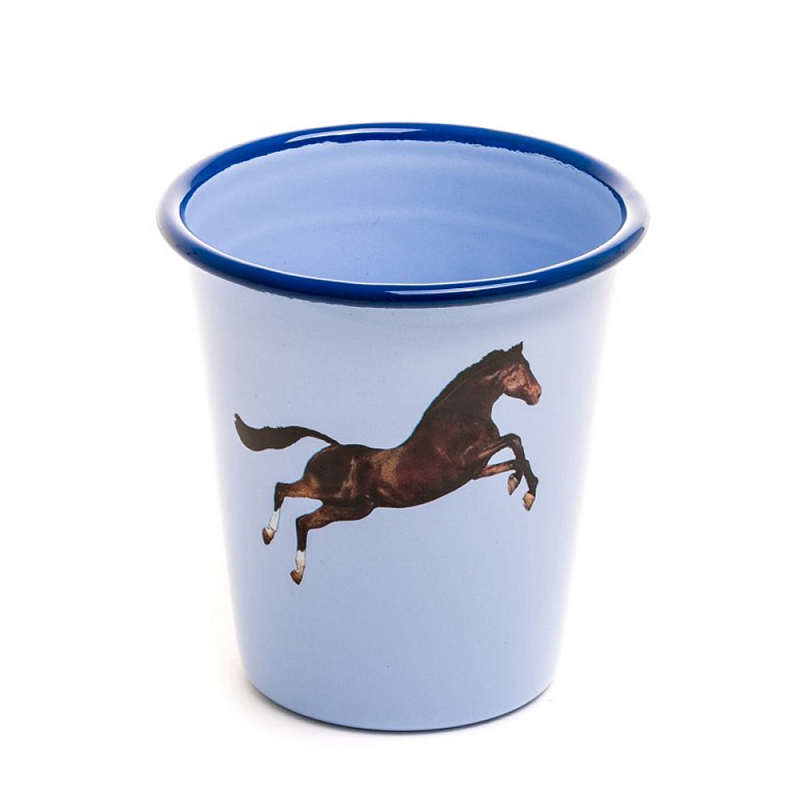 Стакан Seletti Enamel Horse Голубой Коричневый в Орле | Loft Concept 