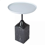 Кофейный столик с круглой столешницей и мраморным основанием Steel Reliability варинант исполнения - 2 | Loft Concept в Орле