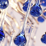 Люстра овальная с синими стеклянными подвесками в форме капель FAIRYTREE Light варинант исполнения - 2 | Loft Concept в Орле