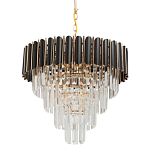 Люстра из черного металла с многоярусными подвесками из прозрачного хрусталя на золотой цепи Empire Black Chandelier Crystal варинант исполнения - 1 | Loft Concept в Орле