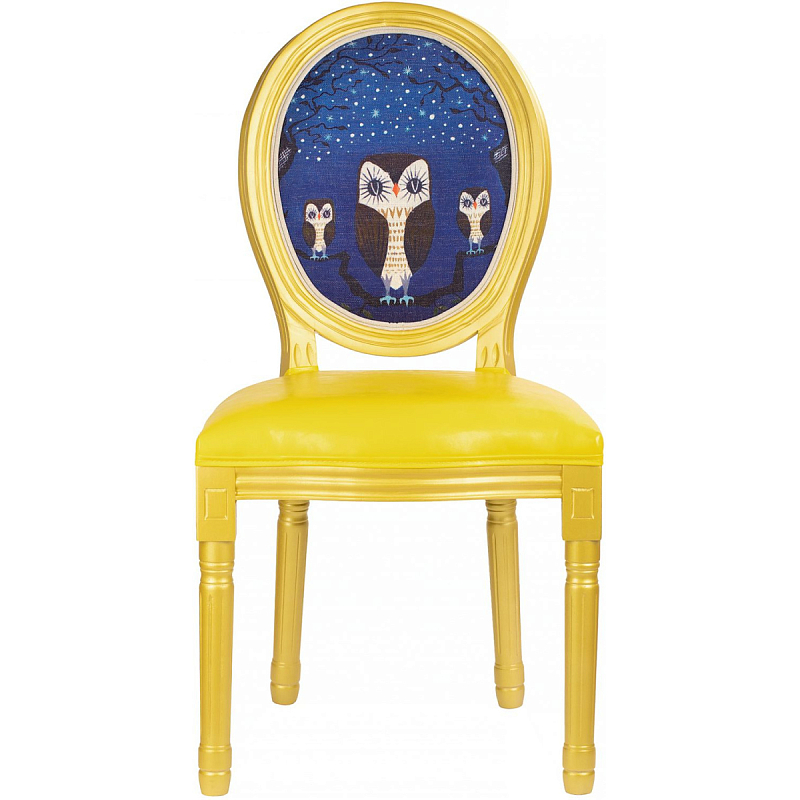 Стул Night owls with yellow design Желтый Синий Коричневый в Орле | Loft Concept 