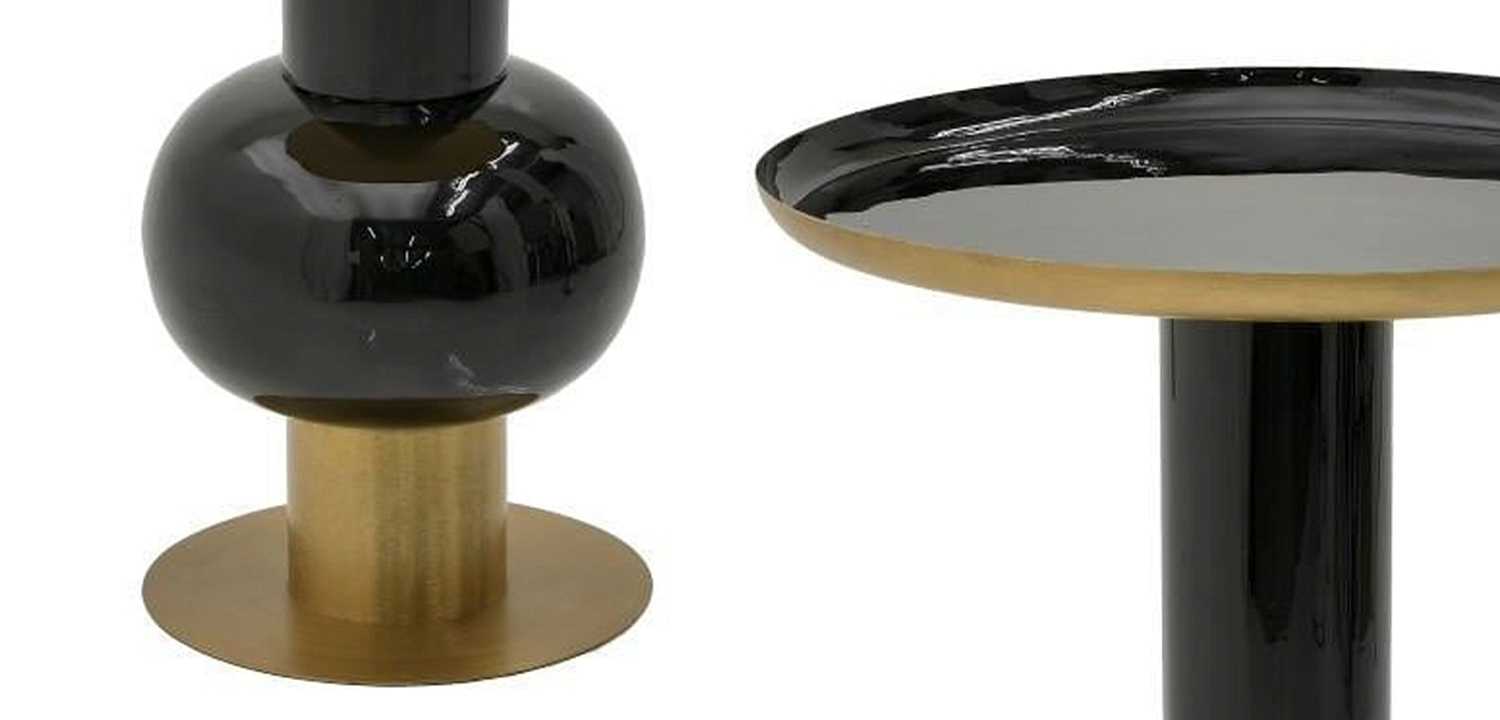 Круглый металлический приставной стол Calem Side Table Gold Black Круглый металлический приставной стол Calem Side Table Gold Black - Loft-Concept в Орле