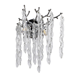 Бра цвета хром с ветвями и прозрачными стеклянными подвесками в виде вытянутых спиральных капель Droplet Chandelier варинант исполнения - 1 | Loft Concept в Орле