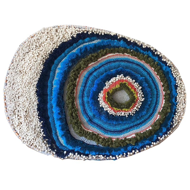 Дизайнерское вязаной Панно Синий круг Синий ivory ( слоновая кость ) в Орле | Loft Concept 