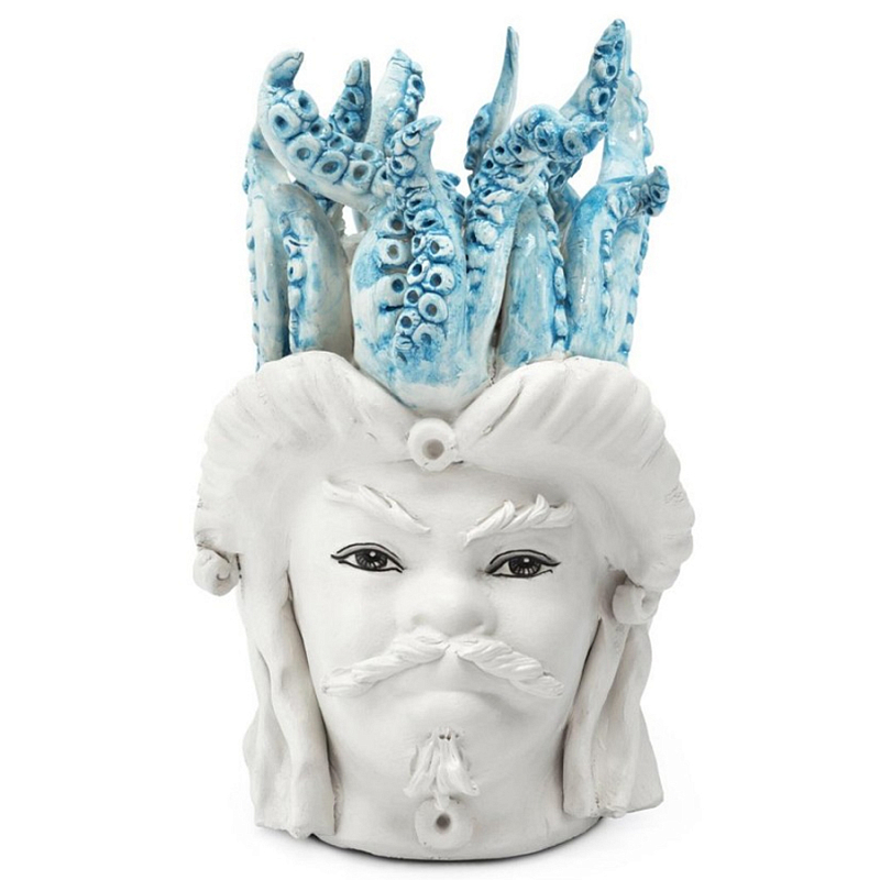 Ваза Vase Moro Man Small Tentacles Azure Белый Светло-голубой в Орле | Loft Concept 