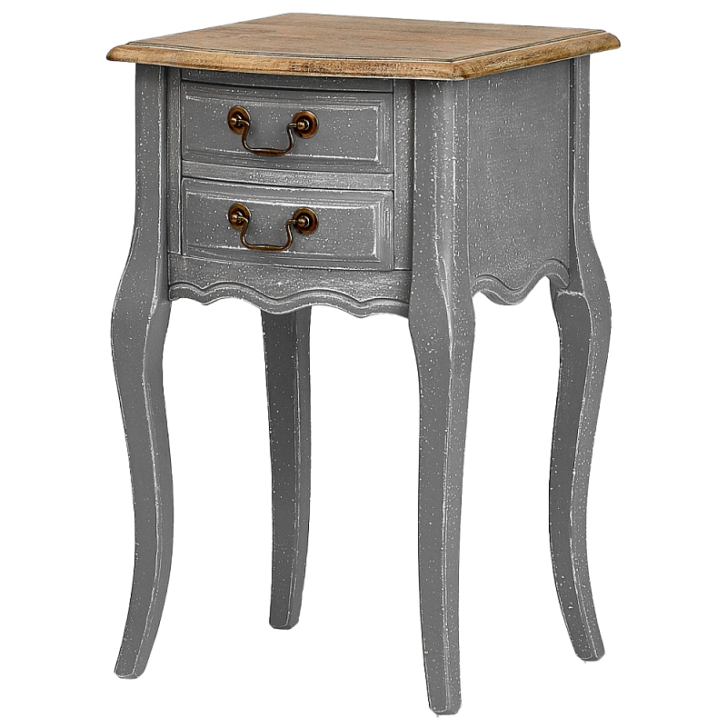 Прикроватная тумба из массива березы серая Grey Montmartre Provence Bedside Table Дуб темный Серый в Орле | Loft Concept 