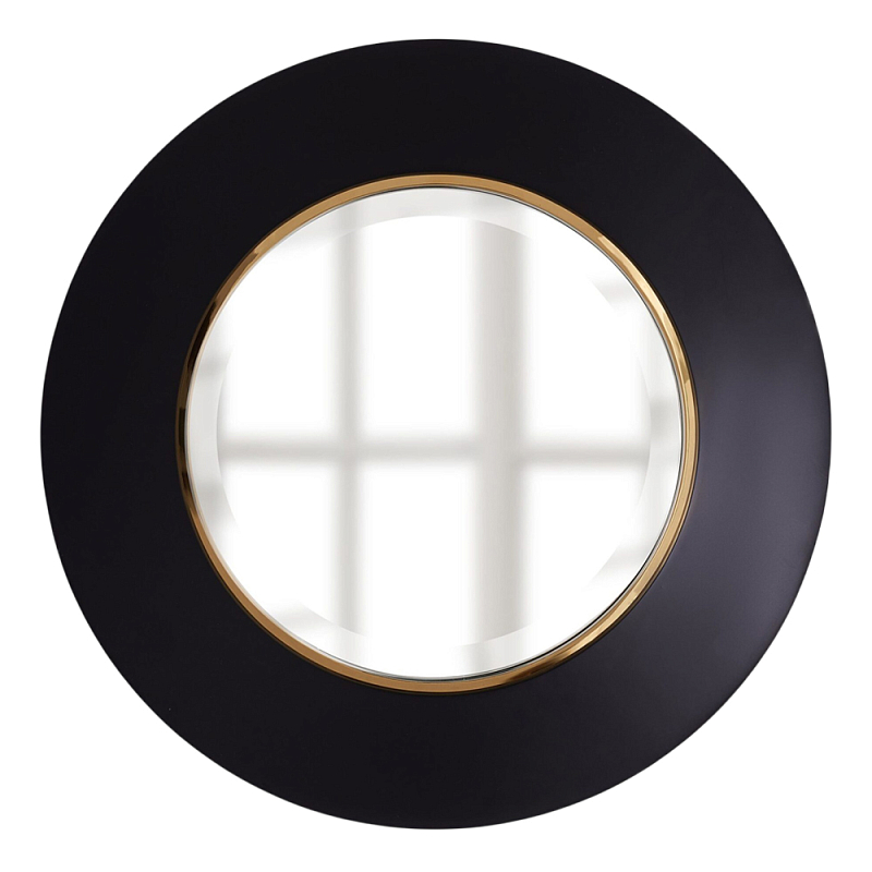 Чёрное настенное зеркало с золотым кантом Porunalia Зеркало Черный Золотой в Орле | Loft Concept 