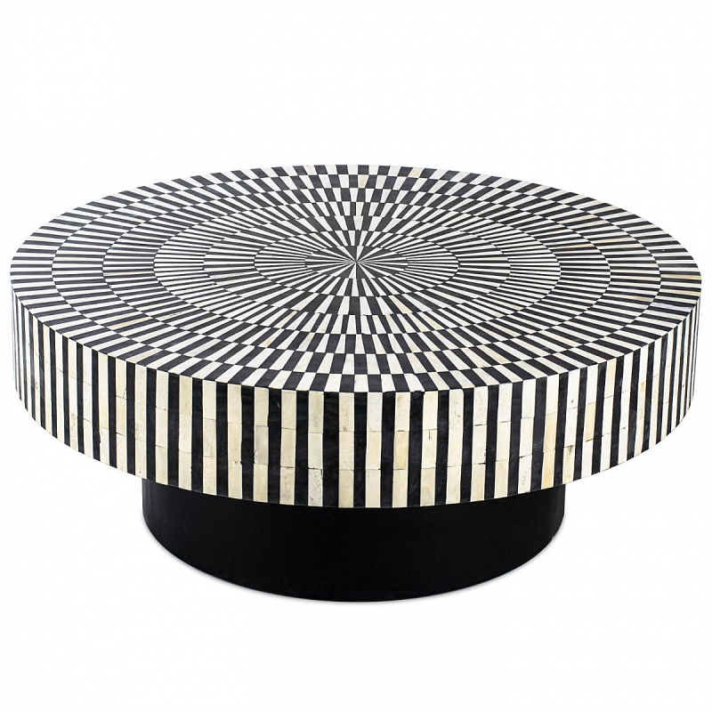 Журнальный стол Round Indian Bone Inlay coffee table Черно-белый Журнальный стол Round Indian Bone Inlay coffee table Черно-белый в Орле | Loft Concept