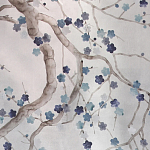 Обои ручная роспись Plum Blossom Inky Hokusai on Sterling Silver gilded silk варинант исполнения - 1 | Loft Concept в Орле