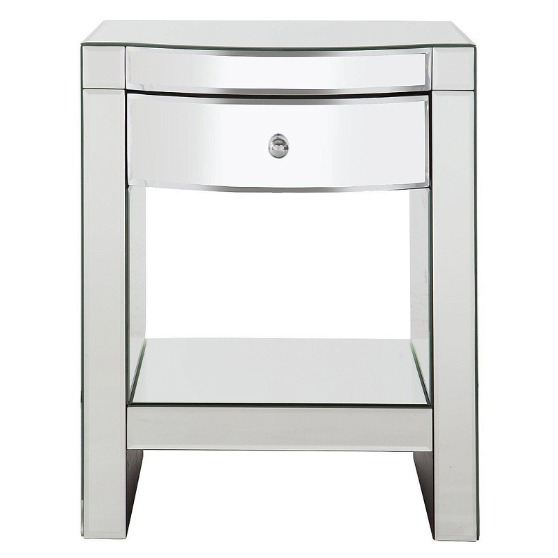 Прикроватная зеркальная тумба с ящиком и полкой Bedside Mirror Cabinet Зеркало в Орле | Loft Concept 