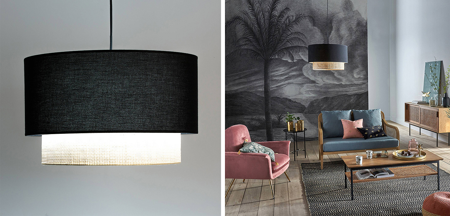 Подвесной светильник Ottar Wicker Black lampshade Подвесной светильник Ottar Wicker Black lampshade - Loft-Concept в Орле