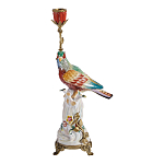 Подсвечник с попугаем из фарфора с бронзовыми элементами Eden Garden варинант исполнения - 1 | Loft Concept в Орле