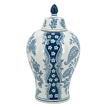 Ваза с крышкой и голубым цветочным рисунком 37 см Blue & White Ornament варинант исполнения - 2 | Loft Concept в Орле