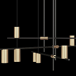 Люстра с 9-ю цилиндрическими плафонами цвета латунь TRIBES CHANDELIER варинант исполнения - 3 | Loft Concept в Орле