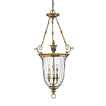 Подвесной светильник латунный с рифленым прозрачным плафоном и тремя свечеподобными лампами в классическом стиле Hinkley варинант исполнения - 1 | Loft Concept в Орле