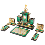 Настольный письменный набор из малахита и долерита с декором в виде герба России Leader Organizer варинант исполнения - 2 | Loft Concept в Орле