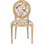 Стул из массива бука бежевый с изображением птиц и цветов Beige Green Chinoiserie Peach Garden Chair варинант исполнения - 1 | Loft Concept в Орле