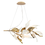 Люстра подвесная с декоративными белыми и золотыми листьями на текстурном основании Wintery flovers варинант исполнения - 2 | Loft Concept в Орле
