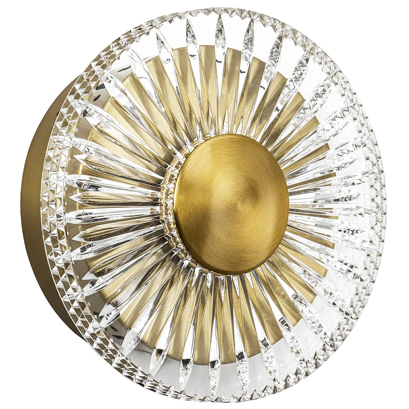 Бра с круглым рельефным плафоном Glass Peonies Brass Wall Lamp Прозрачный Бронза Бра с круглым рельефным плафоном Glass Peonies Brass Wall Lamp Прозрачный Бронза в Орле | Loft Concept
