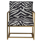 Кресло с металлическим золотистым каркасом и мягкой обивкой с чёрно-белым принтом зебры Wild animals варинант исполнения - 1 | Loft Concept в Орле