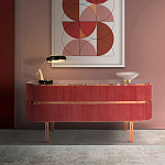 Дизайнерский комод овальный с розовой бархатной обивкой Edith варинант исполнения - 2 | Loft Concept в Орле