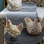 Статуэтка курица с белым цветочным узором и металлическими ножками Rustic Chicken варинант исполнения - 4 | Loft Concept в Орле