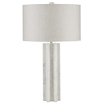 Настольная лампа мраморная с тканевым цилиндрическим абажуром Sharpened варинант исполнения - 4 | Loft Concept в Орле