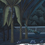 Обои ручная роспись Phuljhari Original colourway on Empire Blue dyed silk варинант исполнения - 3 | Loft Concept в Орле