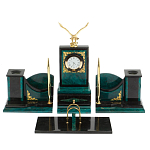 Настольный письменный набор из змеевика тёмно-зелёного цвета с декором в виде орла Successful Leader варинант исполнения - 1 | Loft Concept в Орле