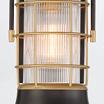 Настенный фонарь цилиндрической формы с рифленым стеклом в золотом каркасе на черном прямоугольном основании Eurofase варинант исполнения - 15 | Loft Concept в Орле