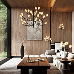 Люстра подвесная черного цвета с ветвями и белыми фарфоровыми цветами Floralis варинант исполнения - 3 | Loft Concept в Орле