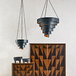 Подвесной светильник в форме спирали черный с золотой внутренней отделкой Warm Glow варинант исполнения - 3 | Loft Concept в Орле