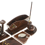 Настольный письменный набор с часами из природного камня обсидиана Competent Leader варинант исполнения - 5 | Loft Concept в Орле